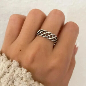 925 Sterling Silver Braided Ring Minimalist Dainty Twist Ring Stackable Ring
